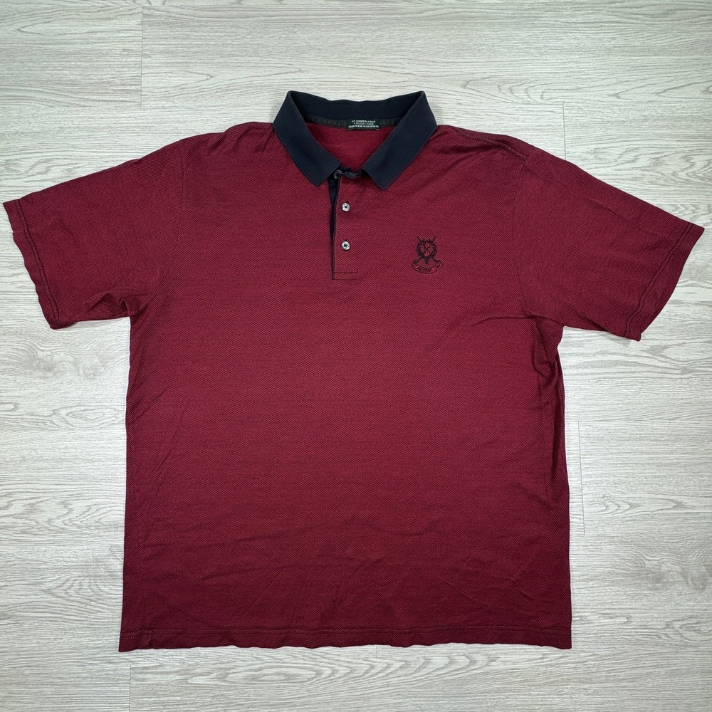 St Andrews Links‎ Men's Polo Shirt Marbas Burgundy Red XL Made in Italy Cotton
